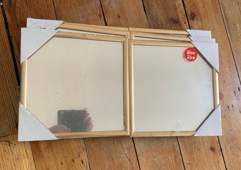 Pair of New Wooden Framed Mirrors - Still Packaged