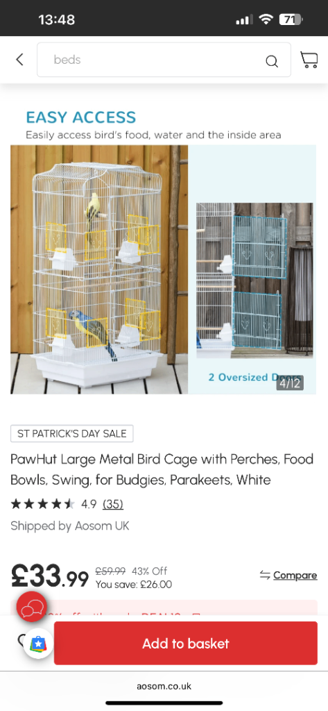 Budgie cage and stand