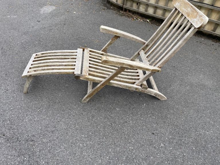 Vintage Swan Hattersley Teak Reclining Garden Chair / Sun Lounger