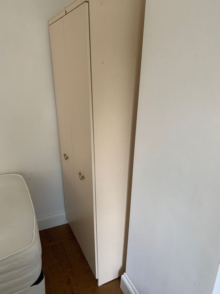 Cream Wood Double Wardrobe – Good Condition, Ready to Use
