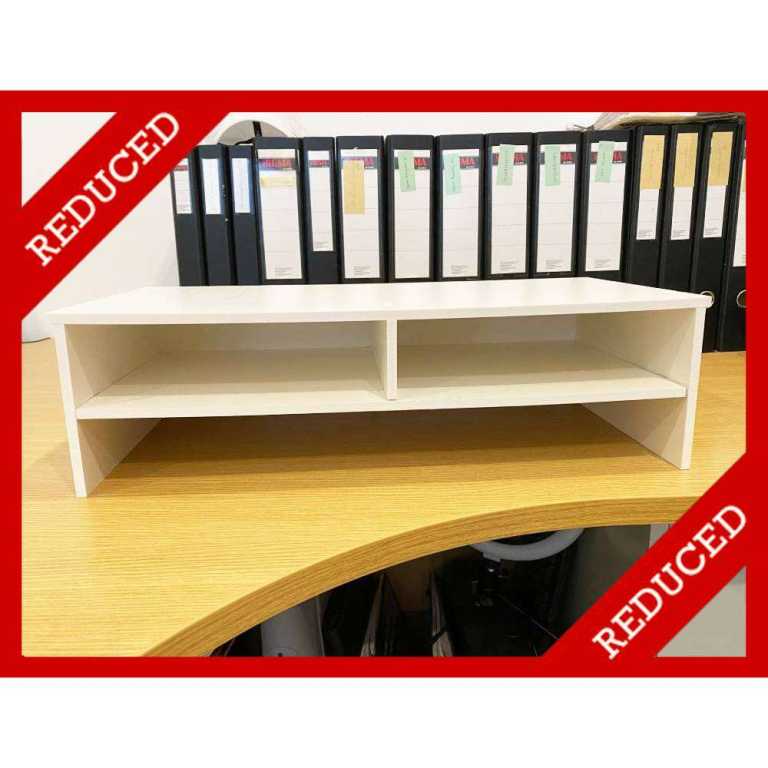 🖥️ NEW Large Computer Monitor TV Stand White Home Office Desk Admin Paperwork Filing In Trays £39