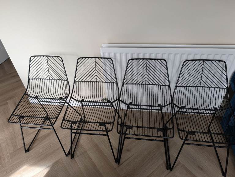 Black metal dining chairs set of 4 from dunelm