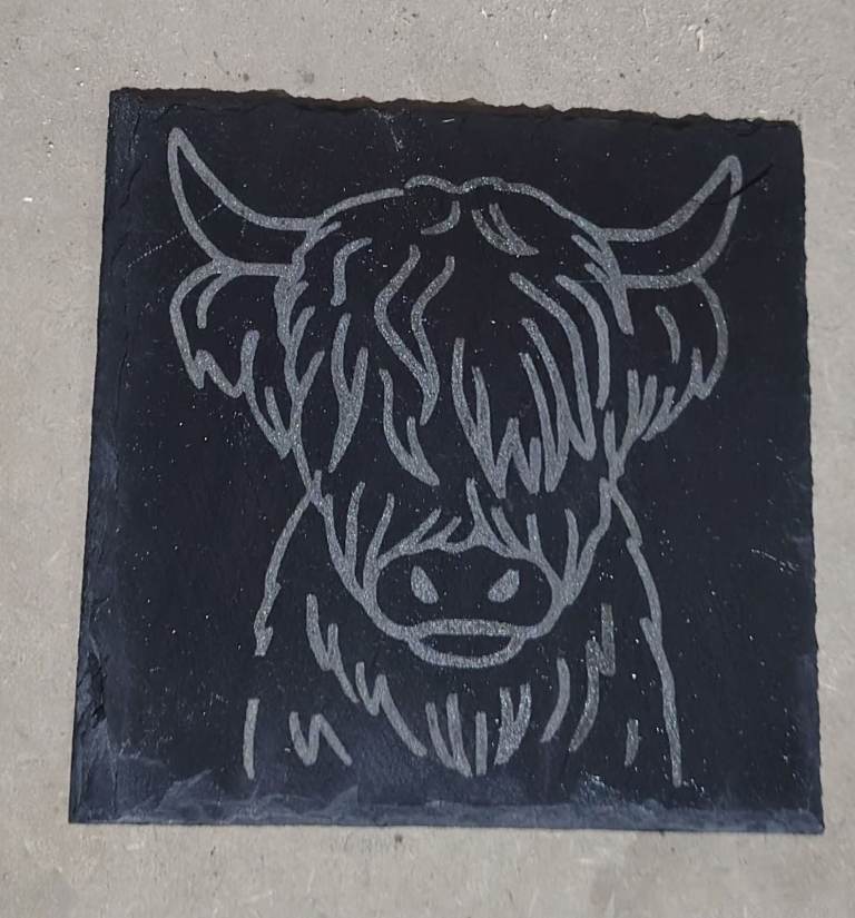 Highland Cow Slate Coaster 