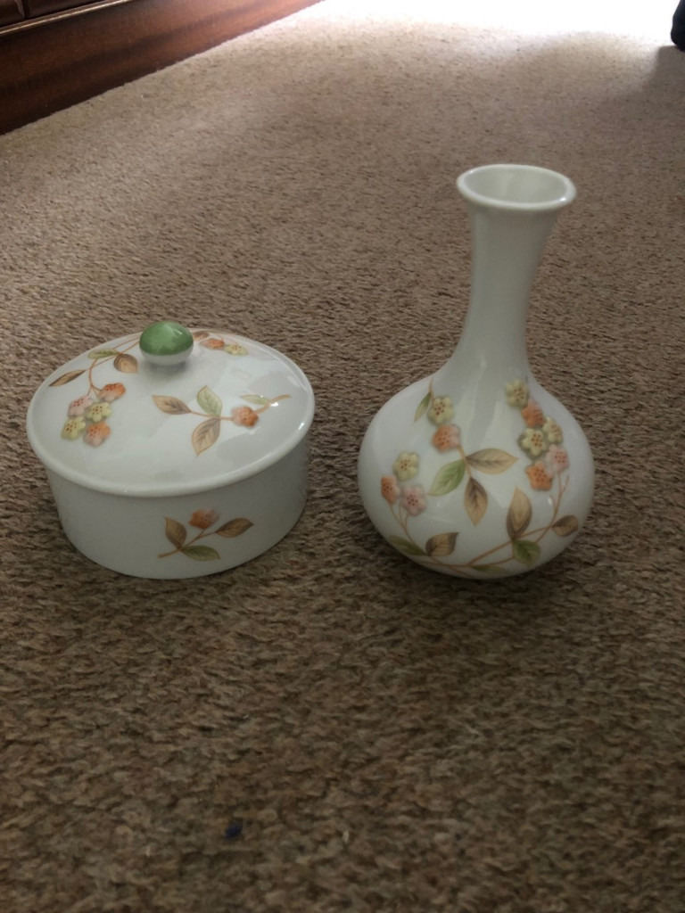 Vintage St Michael ceramic trinket box and matching vase.