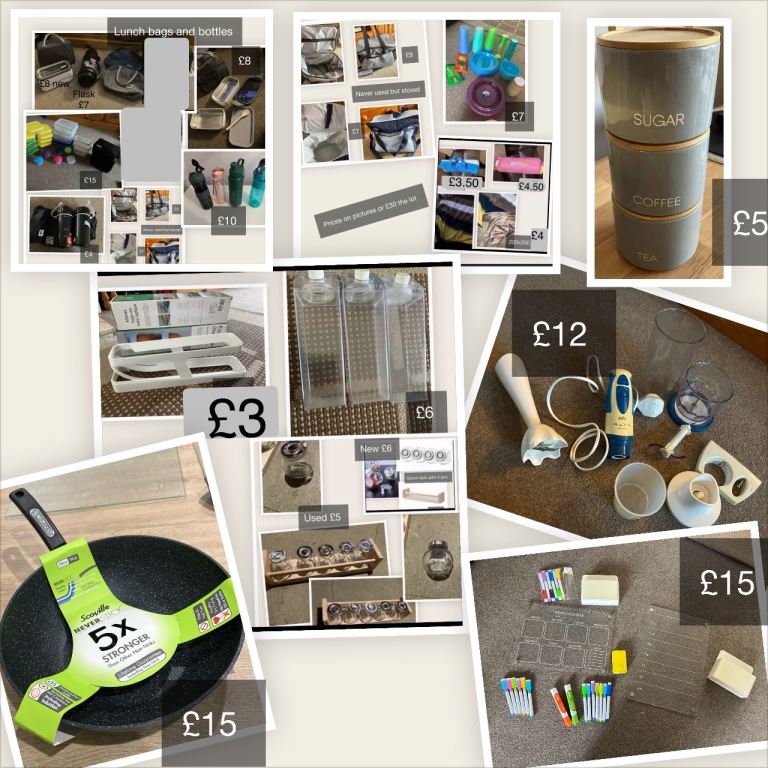 Kitchen stuff- cups, picnic stuff, hand blender, lunchboxes and more 