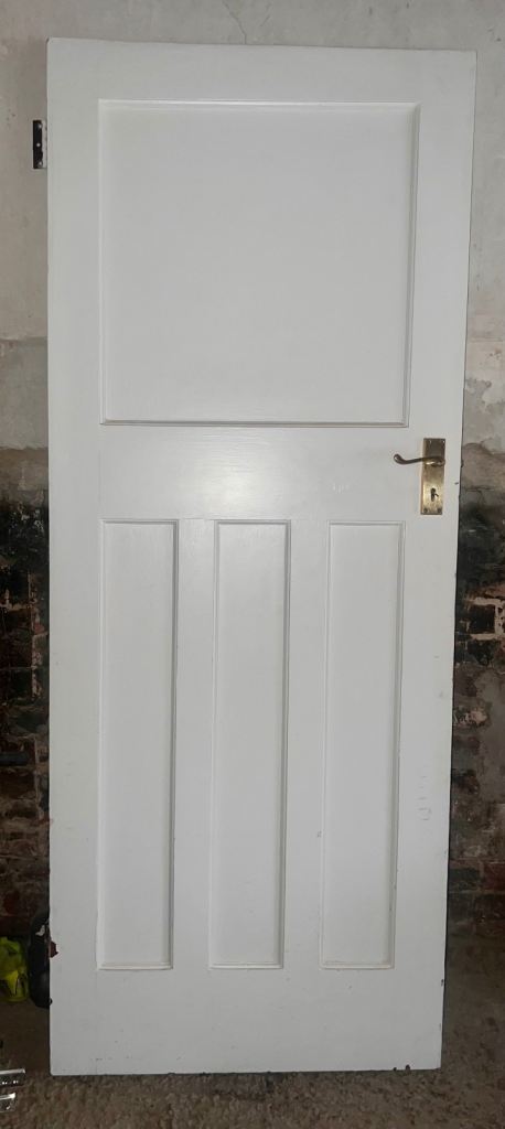 Internal White Panelled Door with Brass Handle – Good Condition