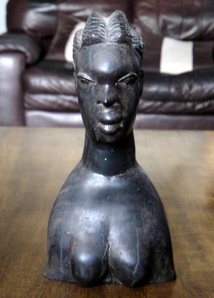 3 Vintage African Solid Hardwood Figure Busts - 2 Male (16cm) & 1 Female (18cm)