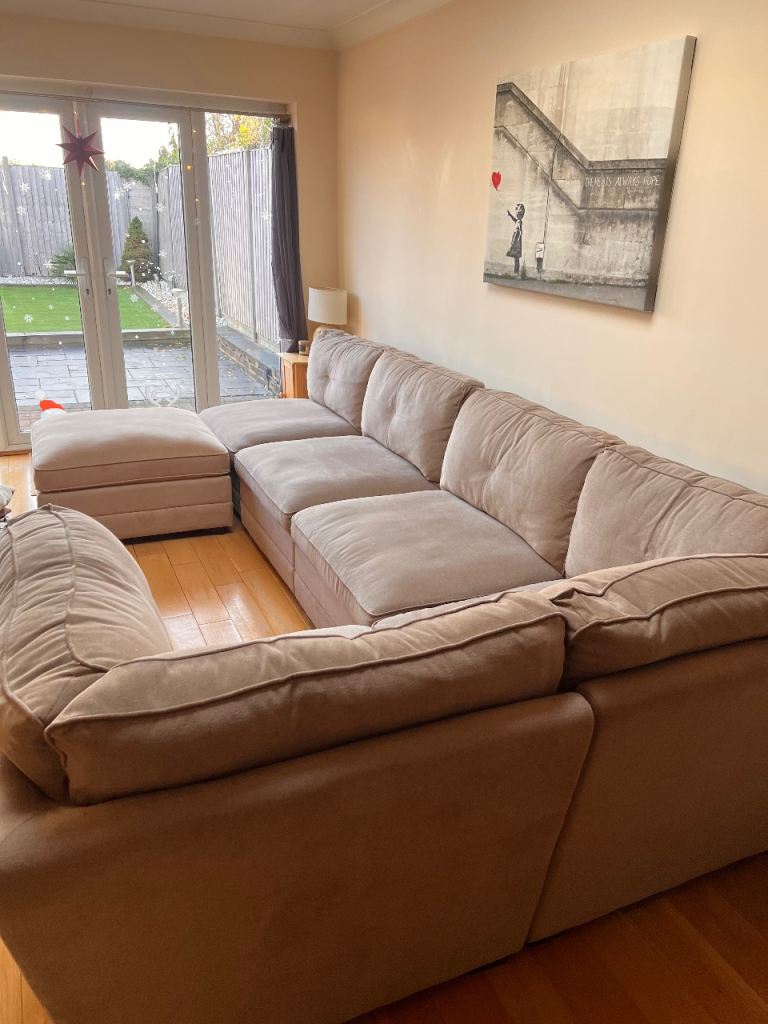 image for L shape sofa with pouffe