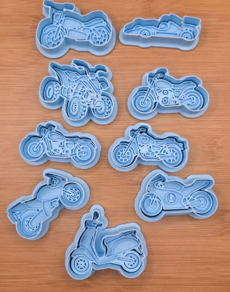 Motorbike & Car Cookie Cutters Baking Moulds – Brand New Set