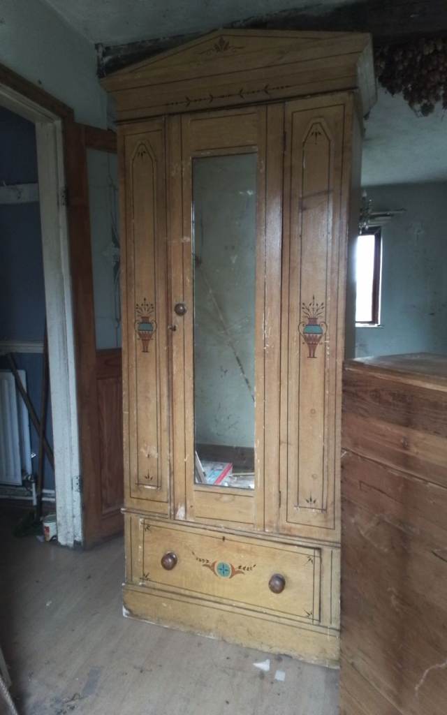 Antique pine single wardrobe