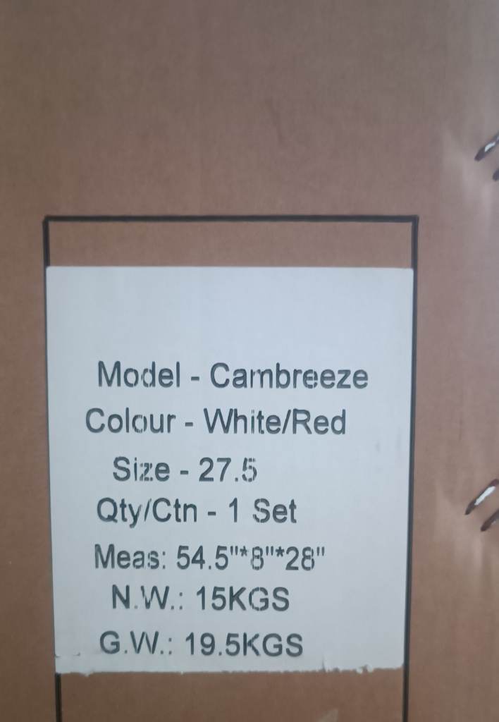 Cambreeze 27.5" Mountain Bike – White/Red, Brand New in Box