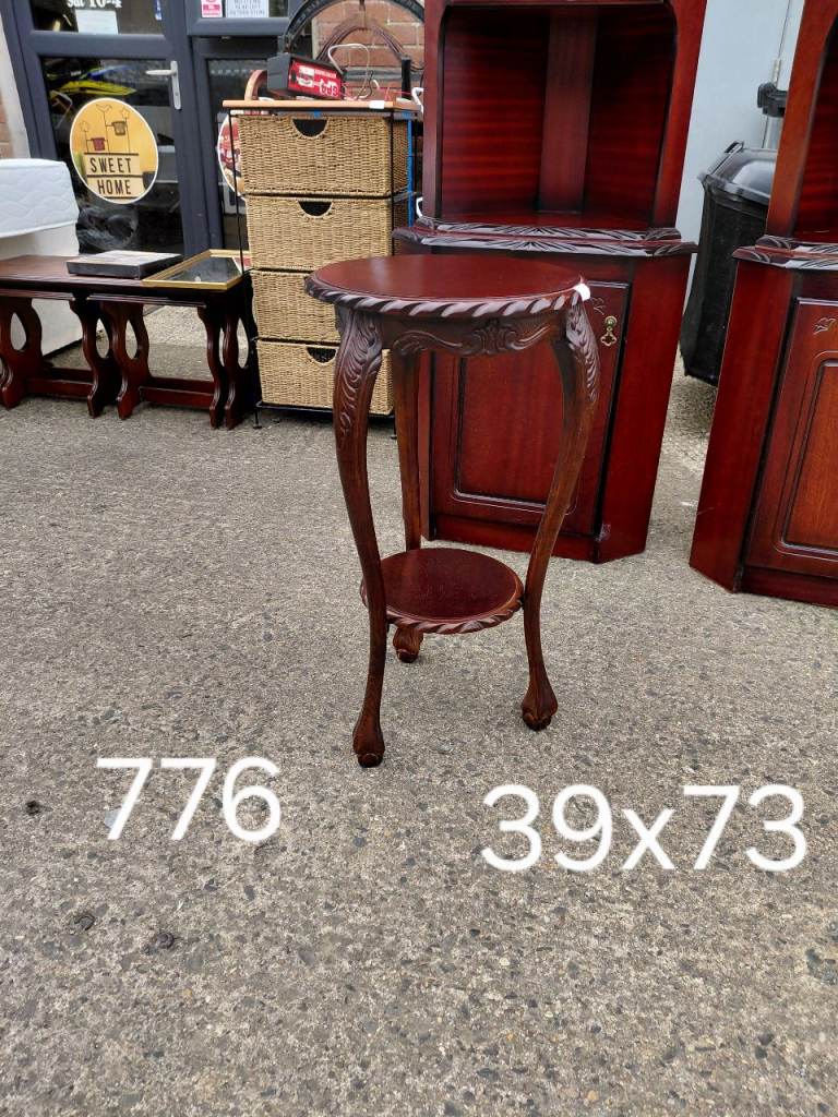 Antique carved 2 tier plant stand 39cm x 73cm, Ref:776