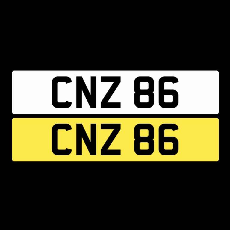 CNZ 86 Number Plate, 2 Digit NI Reg, Dateless Northern Irish, NI Number Plate, NI Registration plate