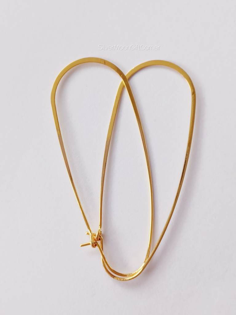 18K Gold Plated Sterling Silver Hallmarked Shining Oval Hoop Earrings Minimalist