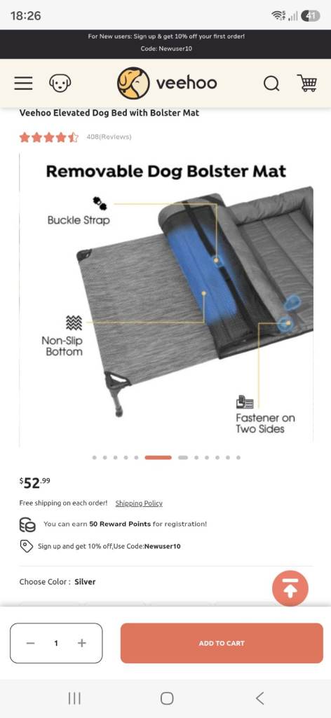 Veehoo dog bed 
