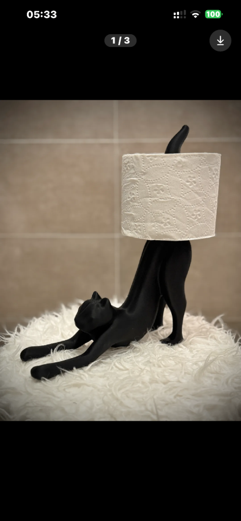 Stylish Black Cat Toilet Roll Holder - new Condition