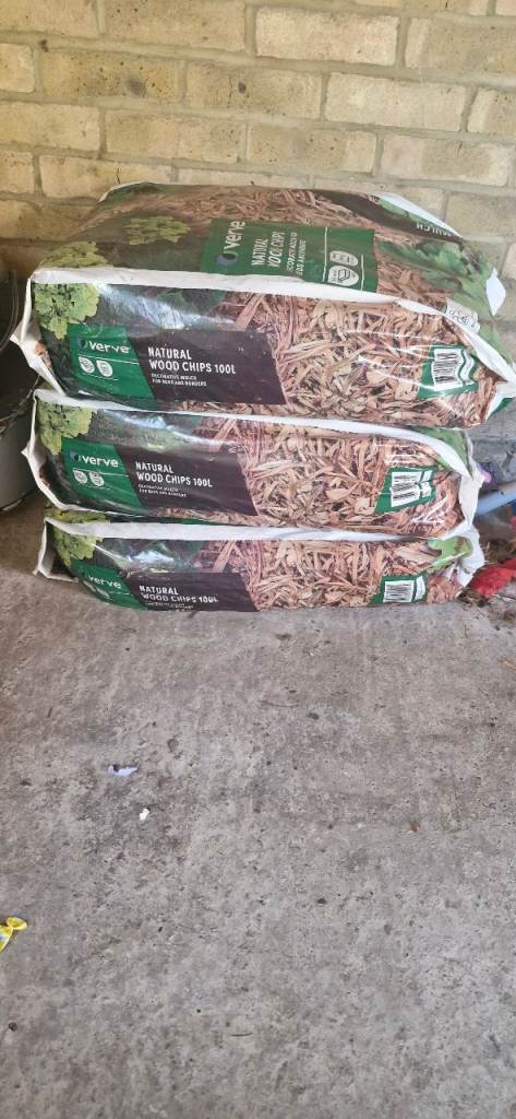 3 x Bags Natural Wood Chips Mulch – Brand New