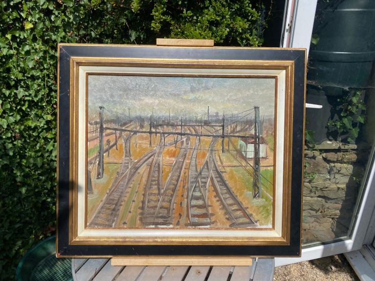 Railways, Original French Post Impressionist oil painting 
