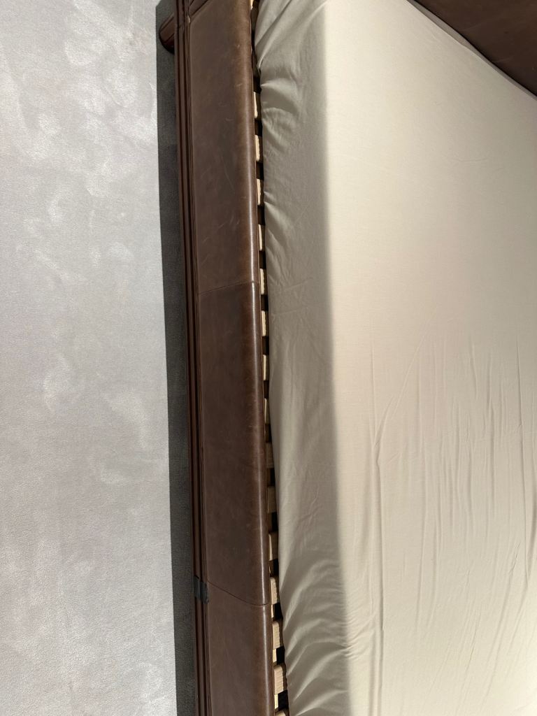 Brown Leather Sleigh Bed Frame – double