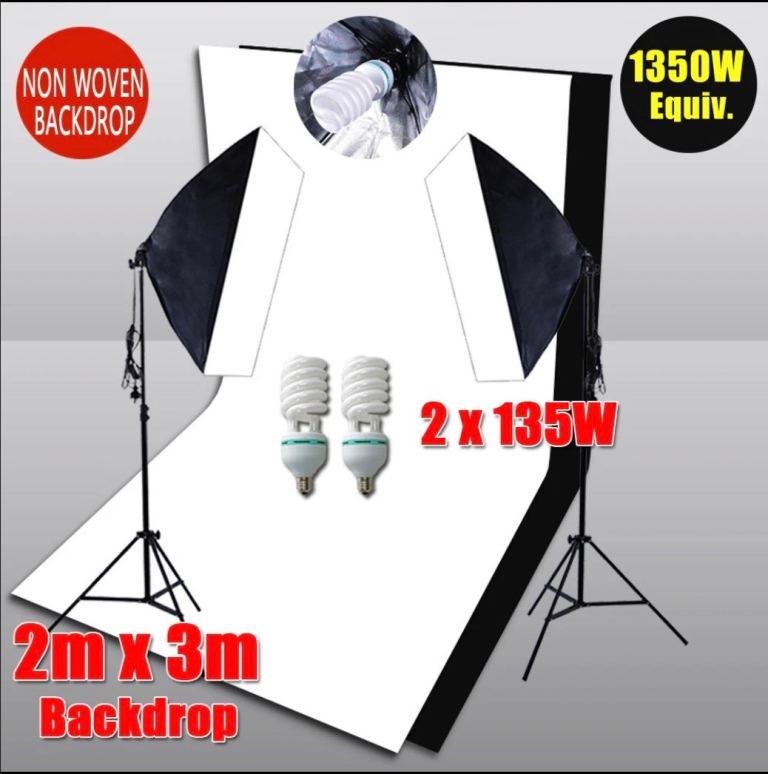 Photography 2X3M Backdrop Soft Box Studio Softbox Lighting Video Light Stand Kit