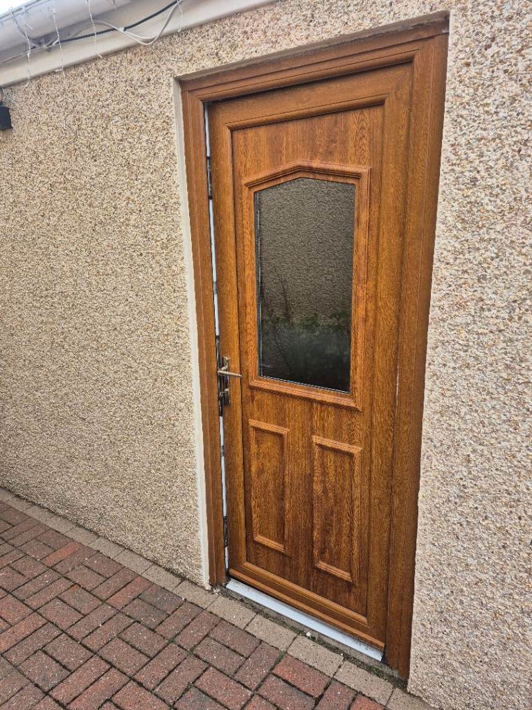 Brown on white door