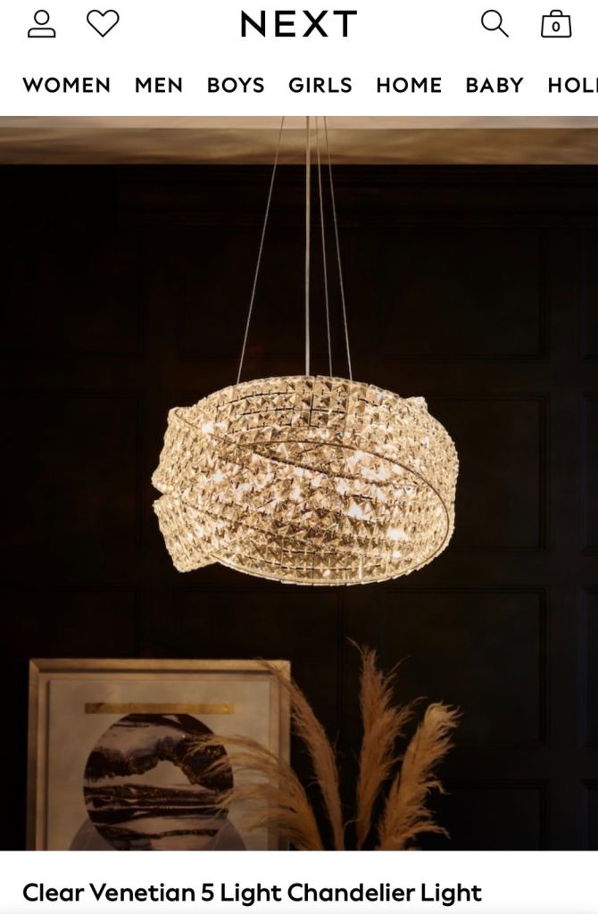 Next Venetian chandelier lights