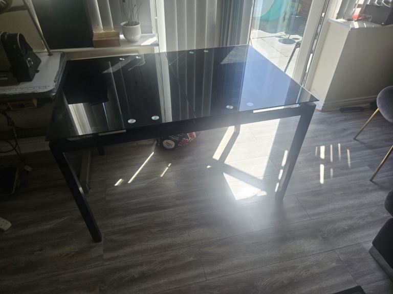 Glass dining table and 2 chairs 