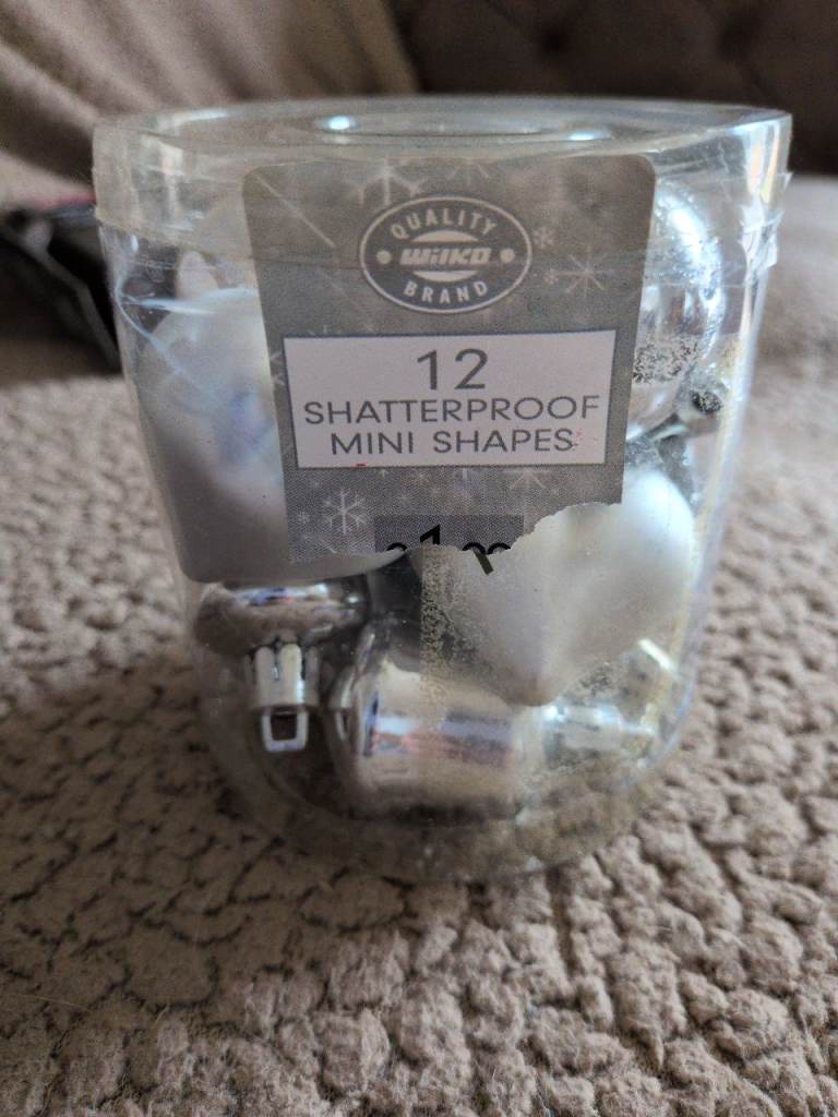 12 Shatterproof Mini Christmas Tree Decorations - Silver