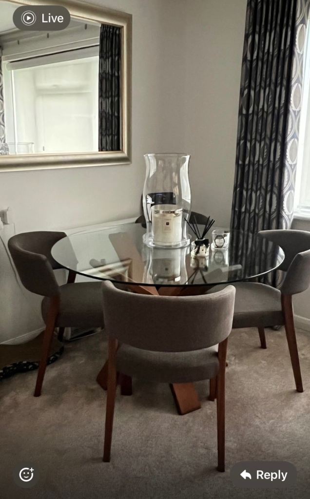 Marks & Spencer Circular Glass Dining Table & 4 Chairs 
