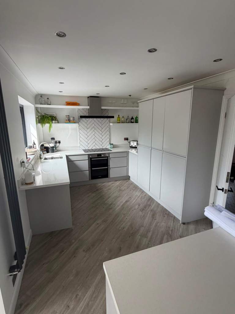Modern Grey Kitchen Units and Island – As Good As New