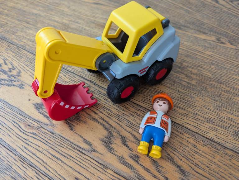 Playmobil Digger Toy with Worker Figure – Good Condition