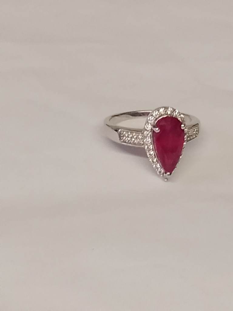 CERTIFIED RARE  AA AFRICAN RUBY PINK 3.19 CTS PLATINUM OVERLAY STERLING SILVER RING BRAND NEW 