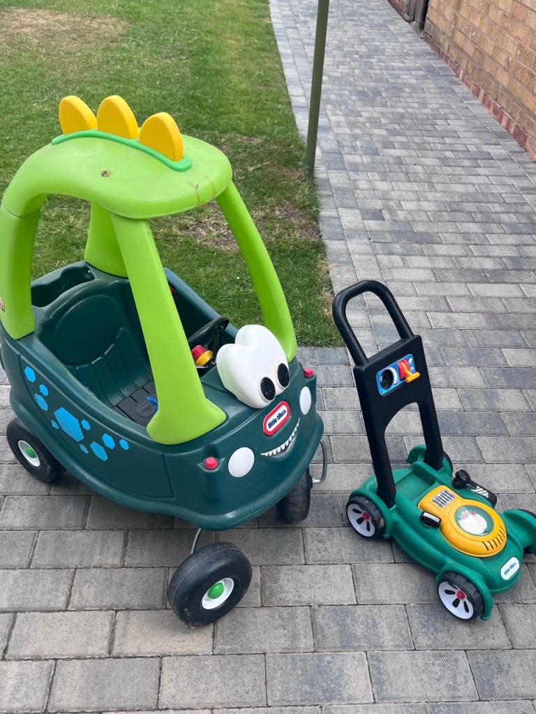 Little Tikes Cozy Coupe Dino Car and Lawnmower Toy Bundle