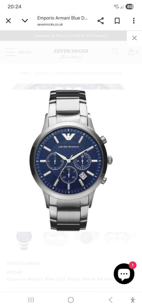Blue Emporio Armani mens watch Stainless Steel Chronograph AR2448 - Brand new and sealed