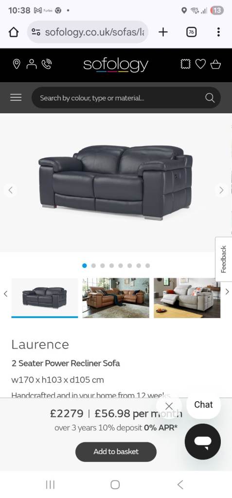 SOFOLOGY LAURENCE 2 SEATER SOFAS  X 2 