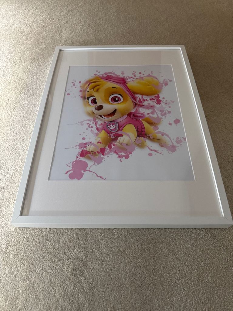 4x IKEA White Picture Frames (2 Large, 2 Small) – Kids Prints Included