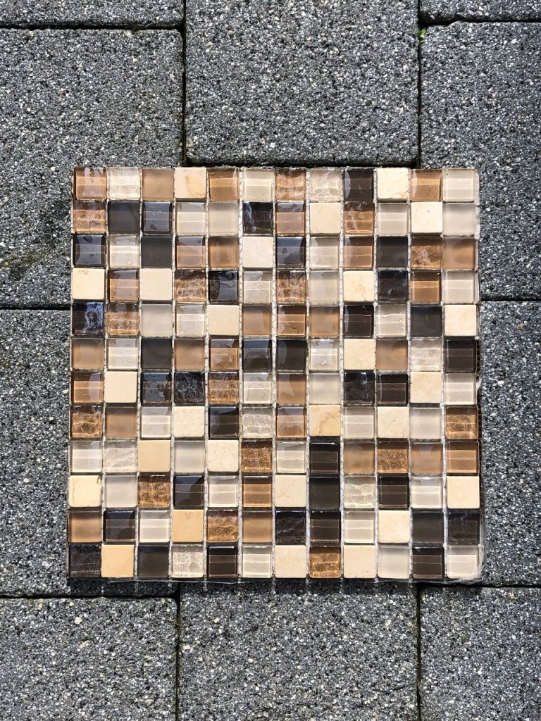 10x Triesto Beige & Brown Gloss Glass & Natural Stone Mosaic Tile (300m x 300mm)