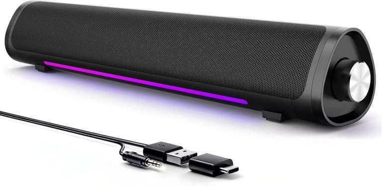 Computer Speakers for Desktop PC, Gaming PC Sound Bar 3.5mm Audio RGB Gradient Lighting