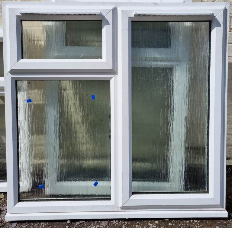 New UPVC Double Glazed White Window Obscure 1210mm W x 1145mm H