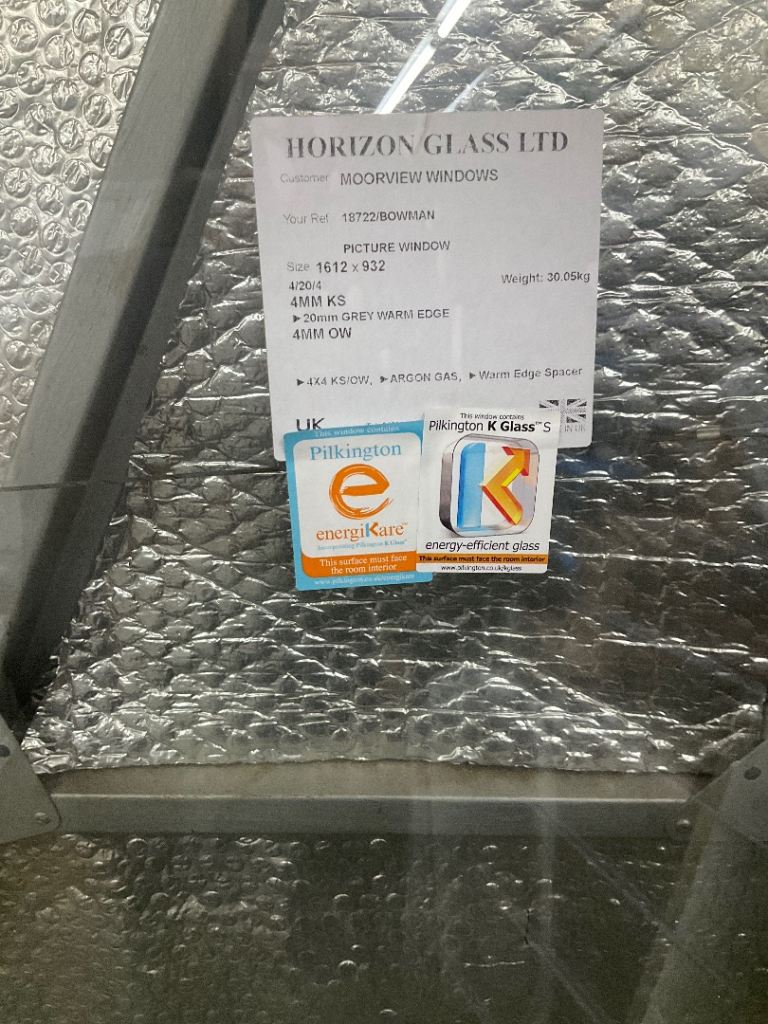 Double glazed White UPVC picture window 1612mm wide by 932mm high 