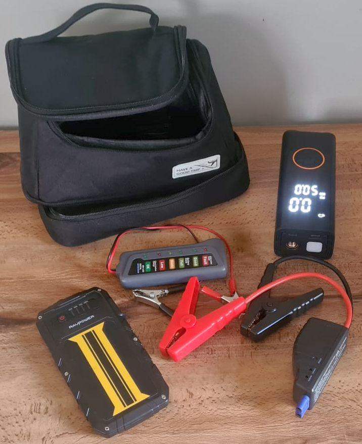 Air Compressor Tyre Inflator, Car Battery Tester and RAVPower 8000mAh Jump Starter/Powerbank
