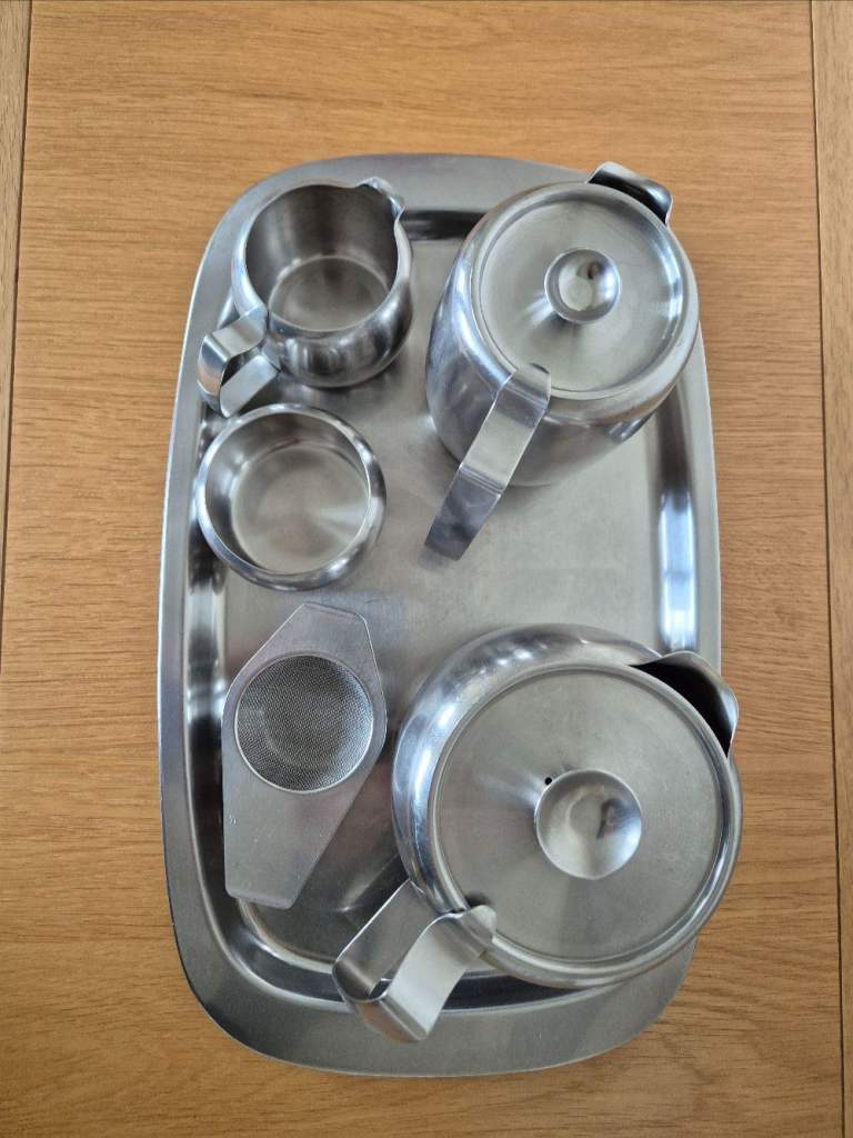 Vintage Old Hall 18/8 Stainless Steel Tea Set with Tray