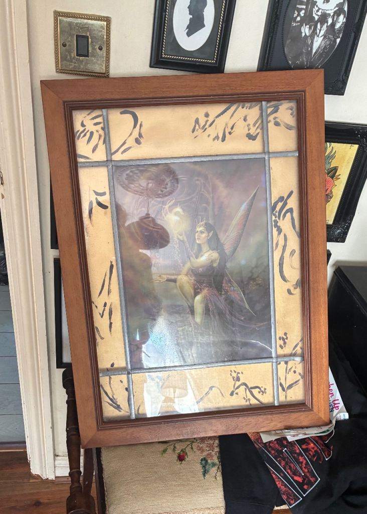 Framed a3 holographic fairy print gothic 