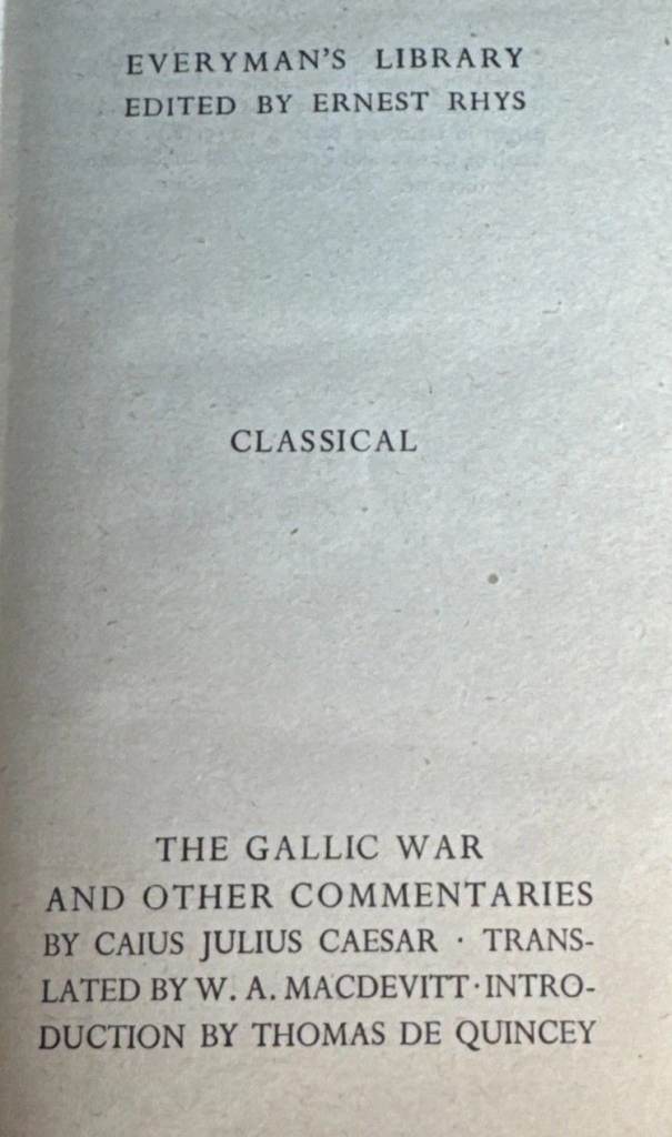 Rare Vintage Everyman's Library The Gallic War Etc. by Caesar Number 702 Hardback