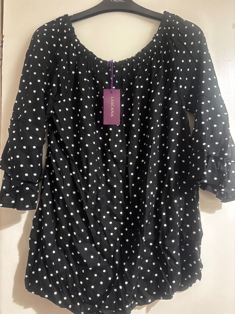 SARCANA Black Polka Dot Blouse – New With Tags