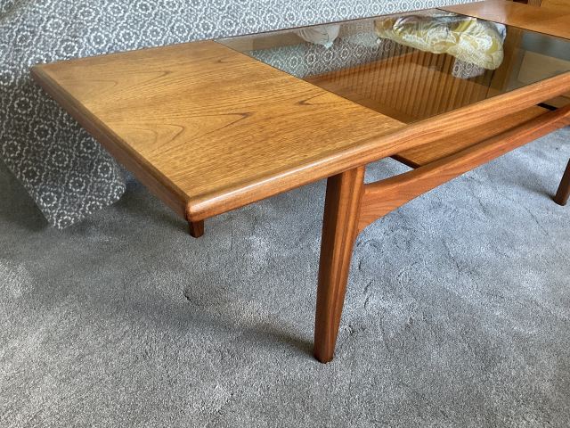 G-PLAN フレスコRECTANGULAR GLASS TABLE Vintage G Plan Fresco Teak & Glass Rectangular Coffee Table Mid