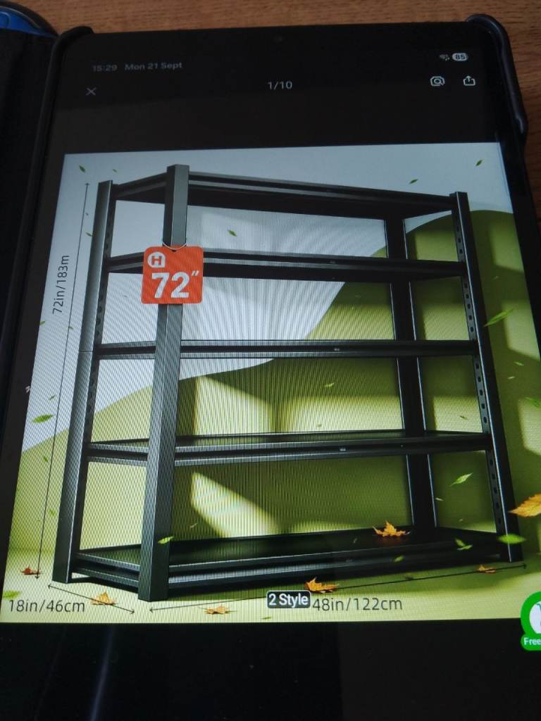 Pair New Black Metal 5-Tier Storage Shelving Unit 183cm Tall