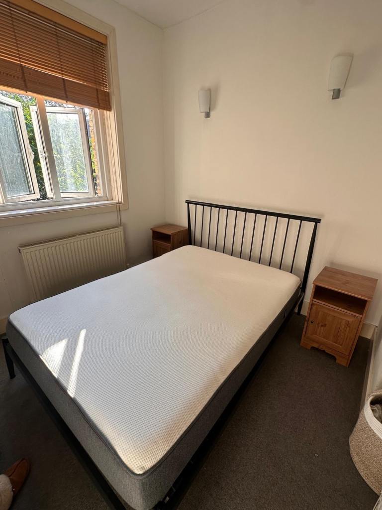 Made Penn Double Bed Frame + Casper Double Mattress | Black Metal 