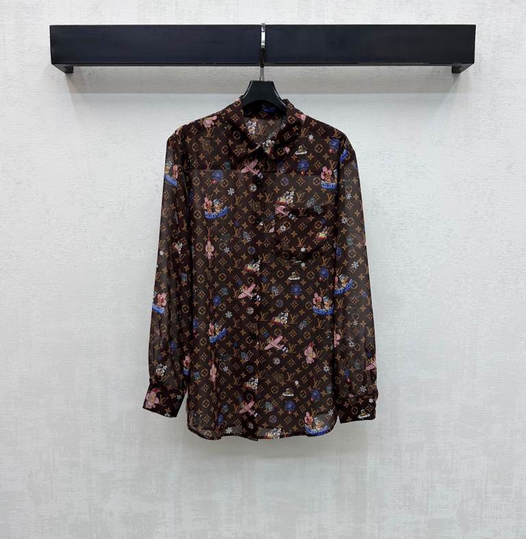 Louis Vuitton Printed Sheer Long-Sleeve Shirt