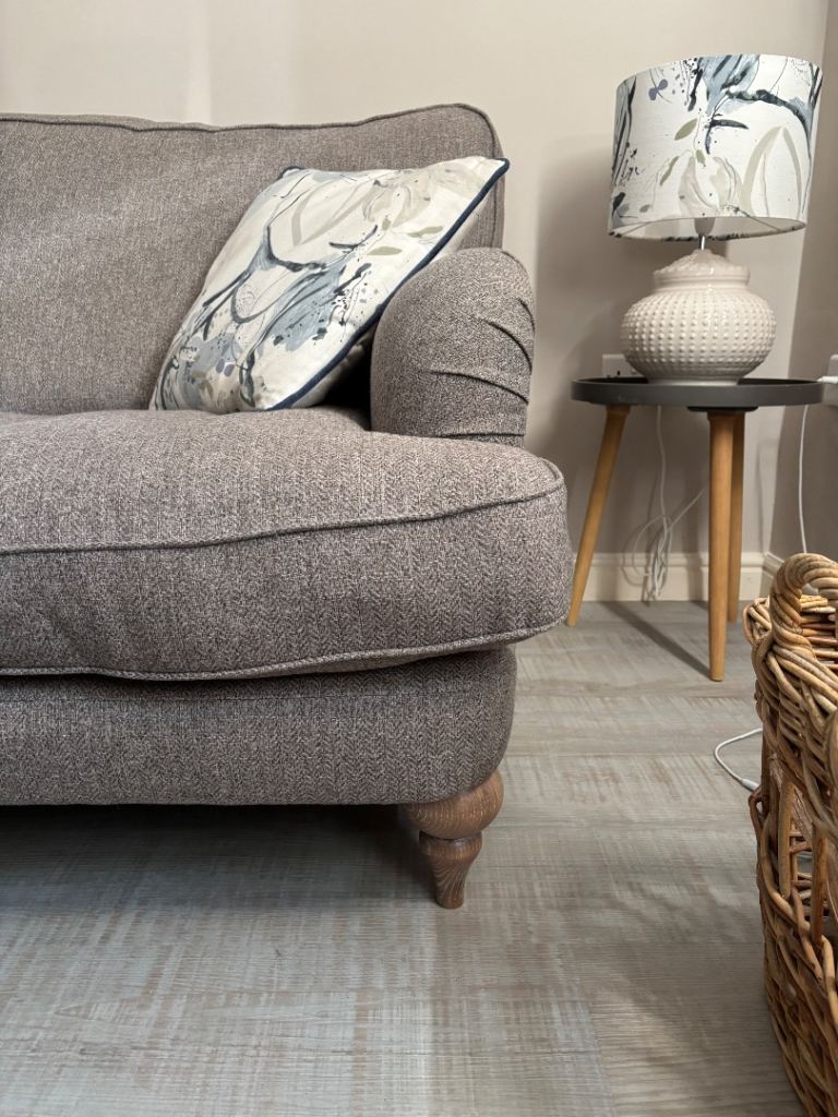 3 seater sofa in light brown fabric 